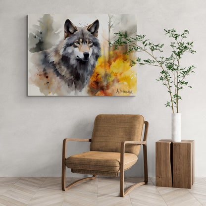 Wolf Portrait | Canvas Print | Wildlife Art | Cabin Art | Forest Art | Archer Kincaid