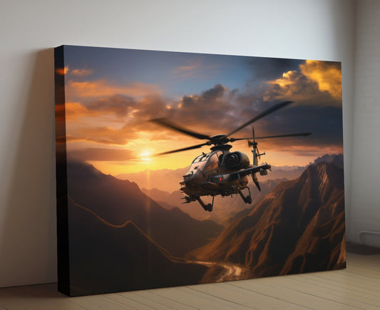 Apache Helicopter Canvas Print | Guardian of the Sky | Military Art | Cool Solider Artwork Wall Decor