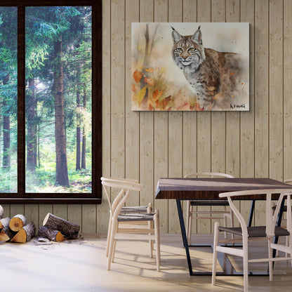 Bobcat | Canvas Print | Wildlife Art | Cabin Art | Forest Art | Archer Kincaid | cat watercolor paint