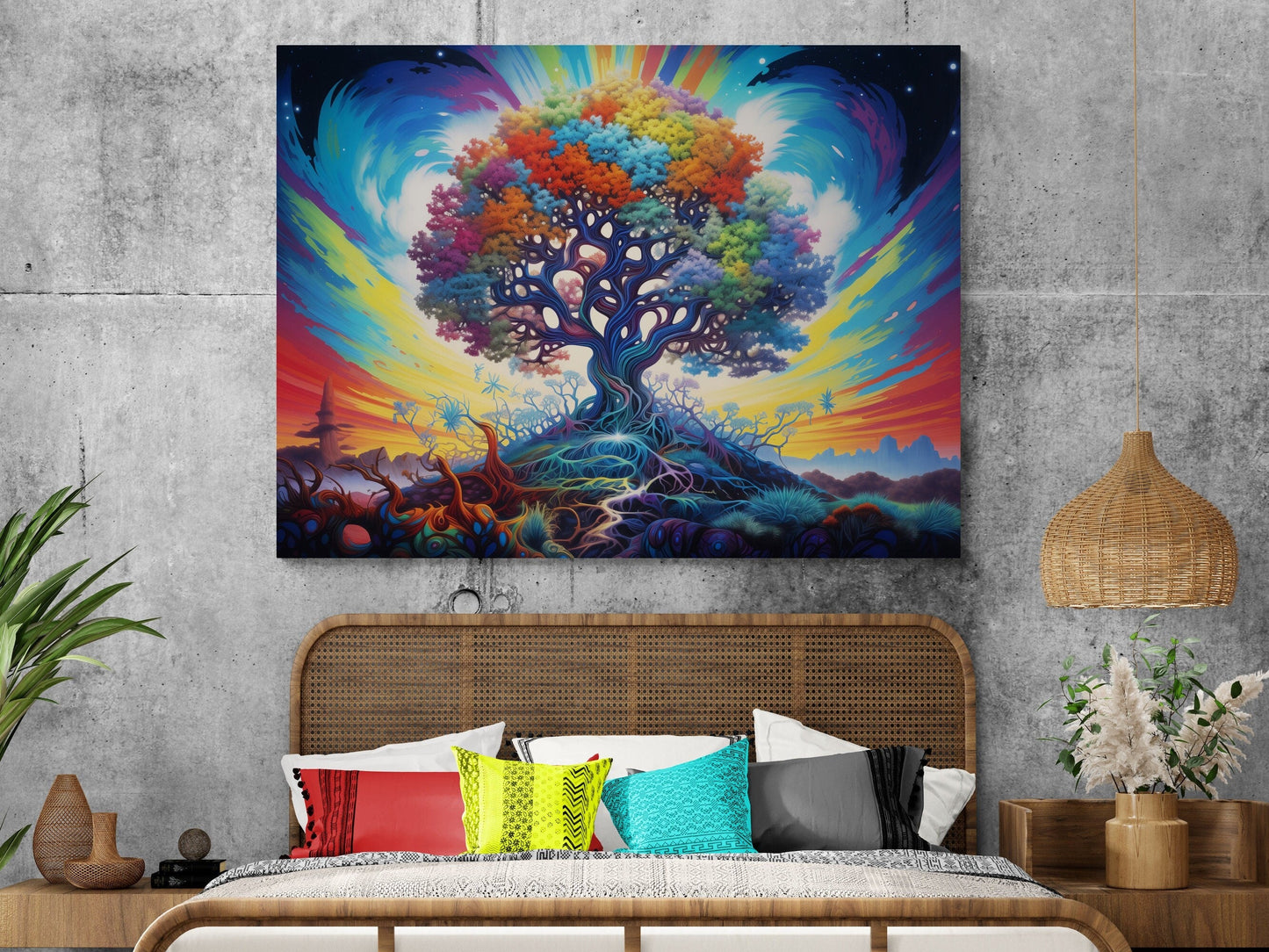 Enchanted Tree Canvas Print 'Aurora Canopy' - Fantasy Nature Wall Art, Mystical Landscape, Magical Tree of Life by David Belfax - 04