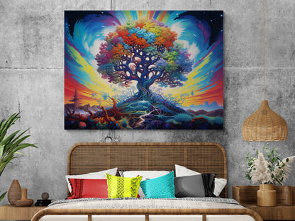 Enchanted Tree Canvas Print 'Aurora Canopy' - Fantasy Nature Wall Art, Mystical Landscape, Magical Tree of Life by David Belfax - 04