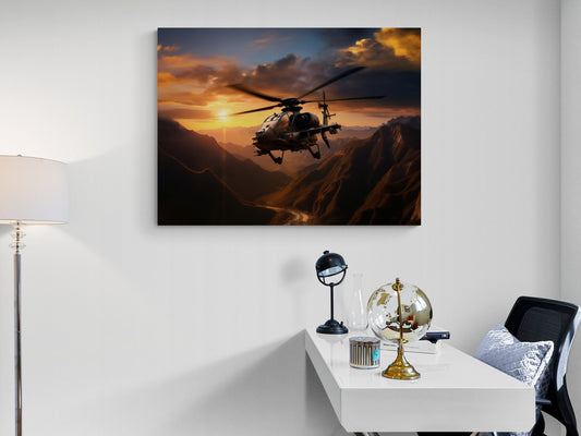 Apache Helicopter Canvas Print | Guardian of the Sky | Military Art | Cool Solider Artwork Wall Decor