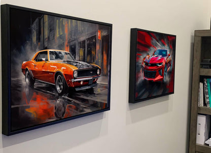 1968 Chevrolet Camaro SS Canvas Print | Vintage Auto Wall Art Decor | Retro Muscle Car | Car Lovers Poster Gift