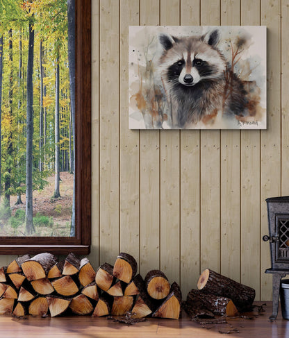 Racoon | Canvas Print | Wildlife Art | Cabin Art | Forest Art | Archer Kincaid | watercolor artful art