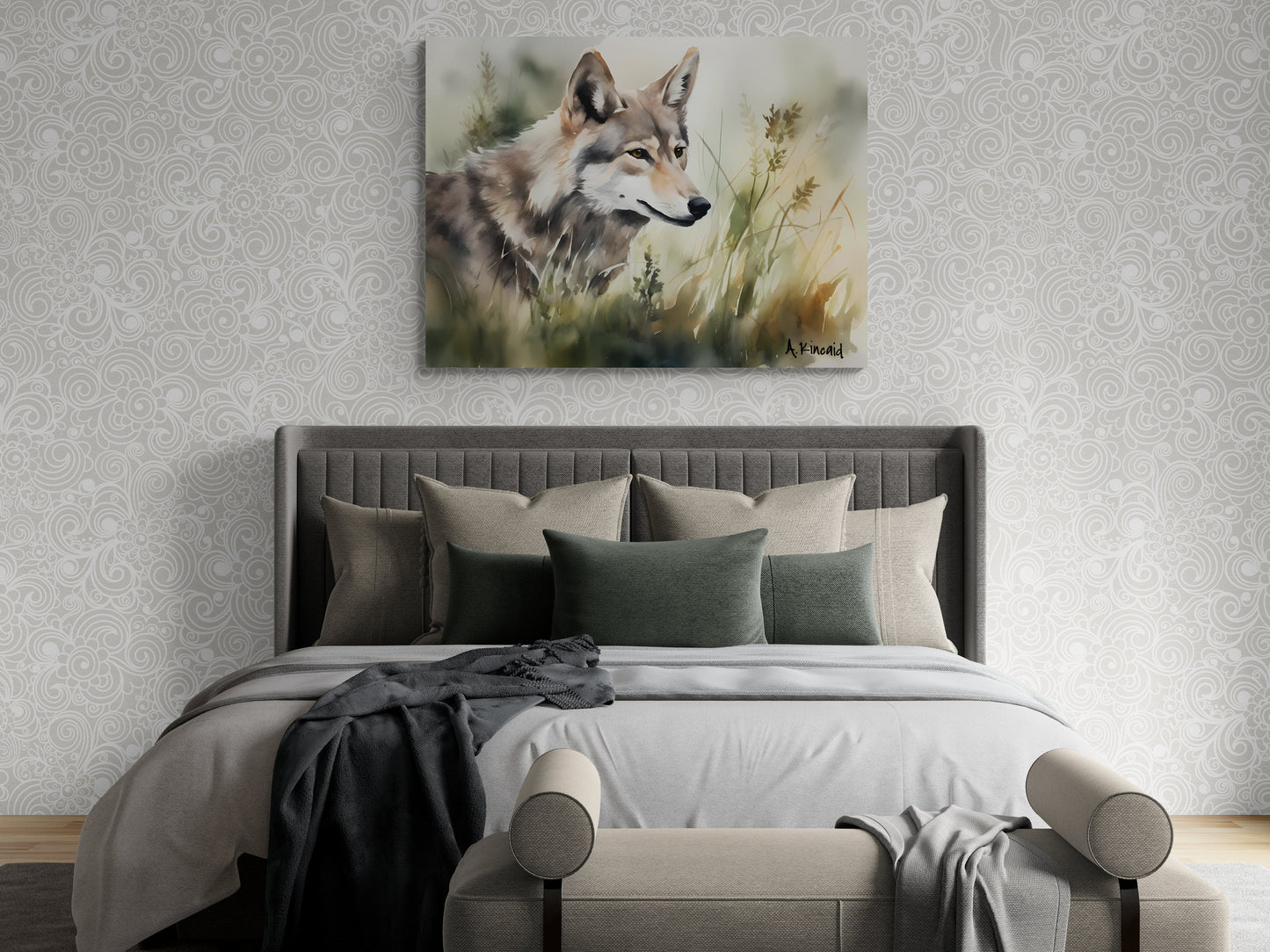Wolf In Grass #1 | Canvas Print | Wildlife Art | Cabin Art | Forest Art | Archer Kincaid