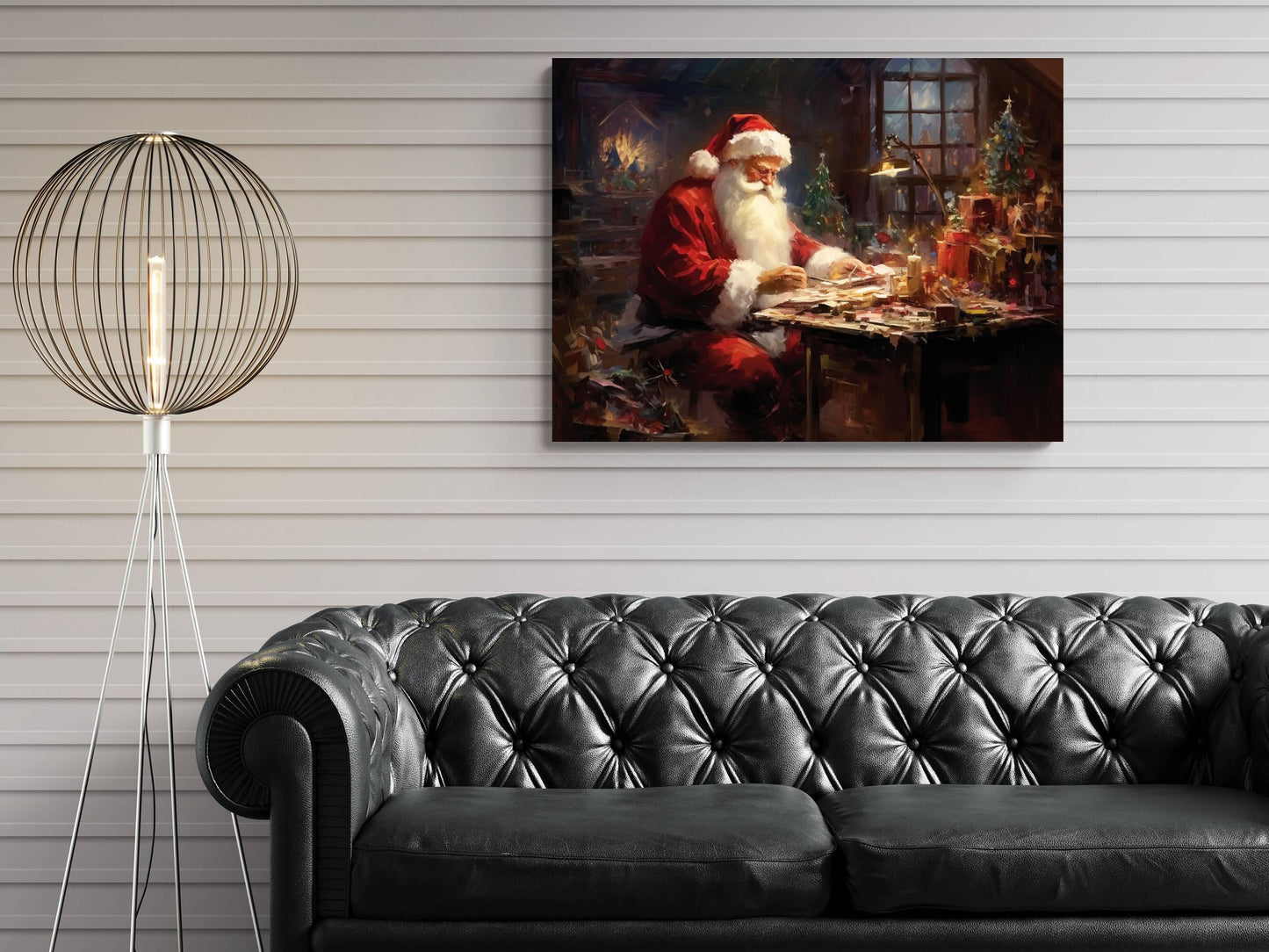 Santa's Enchanted Globe - Christmas Eve Canvas Print, Santa Crystal Ball Artwork, Holiday Decor, Santa Claus Portrait, Seasonal Wall Art