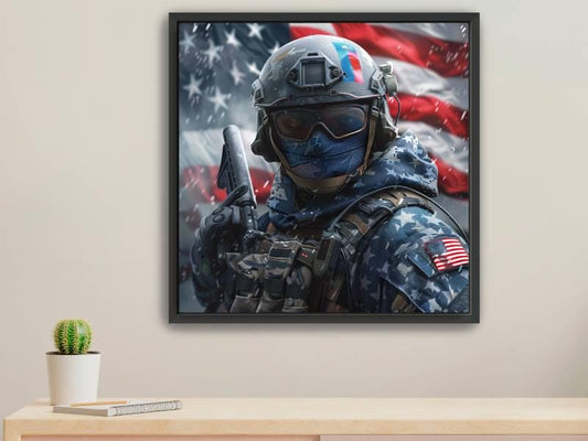 US Military Soldier Canvas or Print | Patriotic | Military Art | Cool Soldier Artwork Wall Decor