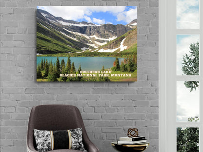 Bullhead Lake - Glacier National Park, Montana Canvas Print, Photography Travel Gift | Poster Gift, National Utah Print, Montana Wall Art