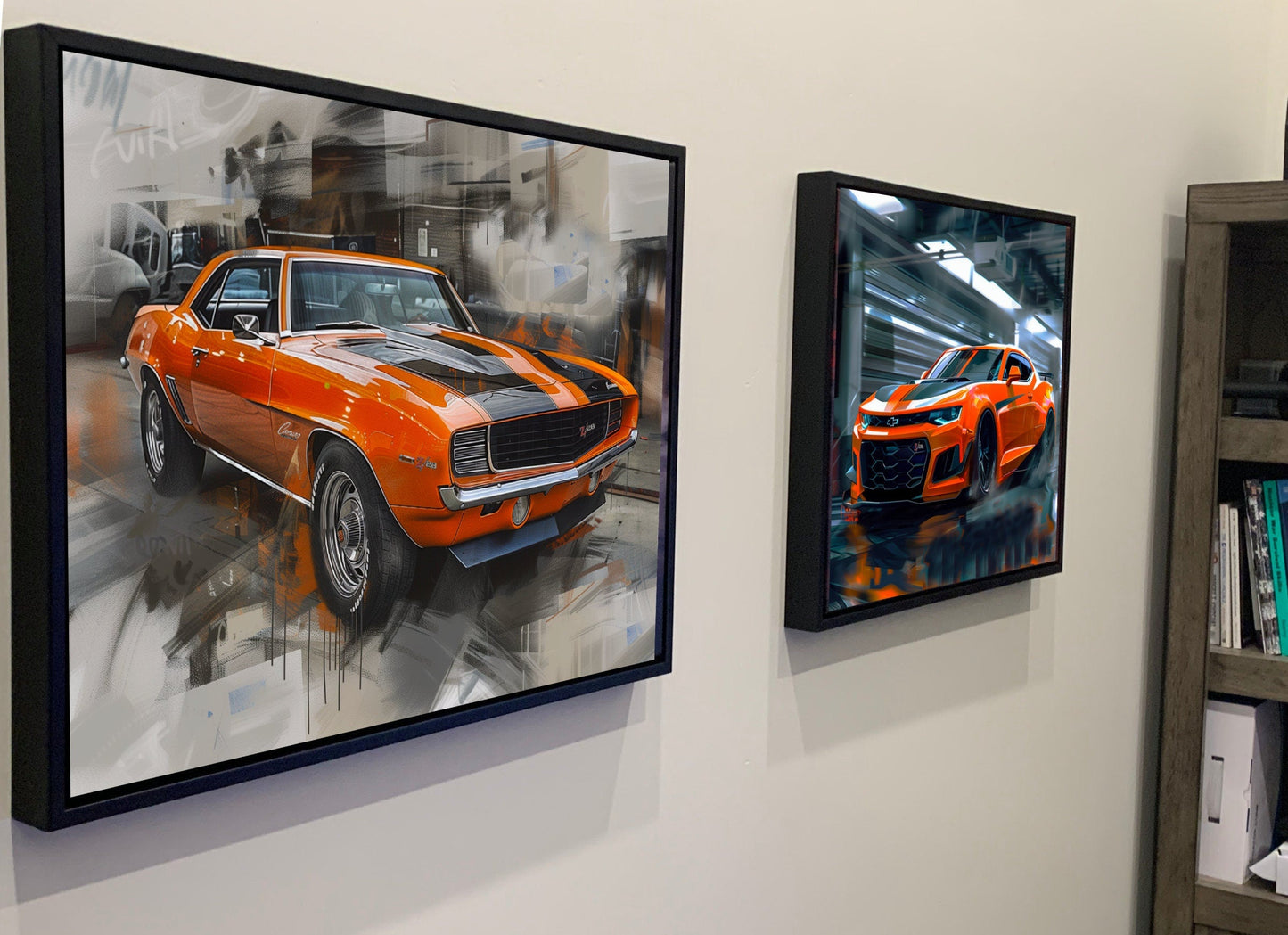 2023 Chevrolet Camaro Z/28 Canvas Print | Auto Wall Art Decor | Orange/Black SS/RS Retro Muscle Car | Car Lovers Poster Gift | Garage Office