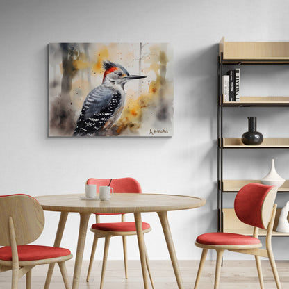 Woodpecker | Canvas Print | Wildlife Art | Cabin Art | Forest Art | Archer Kincaid | artful watercolor bird