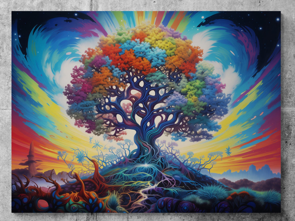Enchanted Tree Canvas Print 'Aurora Canopy' - Fantasy Nature Wall Art, Mystical Landscape, Magical Tree of Life by David Belfax - 04