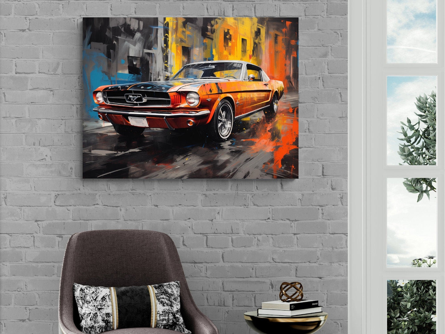 1964 Ford Mustang Classic Car Canvas Print | Vintage Auto Wall Art Decor | Retro Muscle Pony Car | Car Lovers Poster Gift