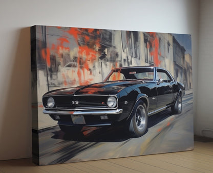 1967 Chevrolet Camaro SS Canvas Print | Vintage Auto Wall Art Decor | Retro Muscle Car | Car Lovers Poster Gift