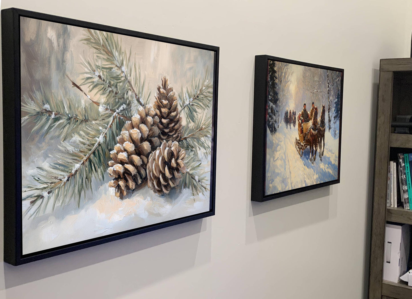 Winter Pine Cones Art Print | Snowy Evergreen Branch Wall Decor | Christmas Nature Painting | Rustic Botanical Art | Holiday Forest Scene