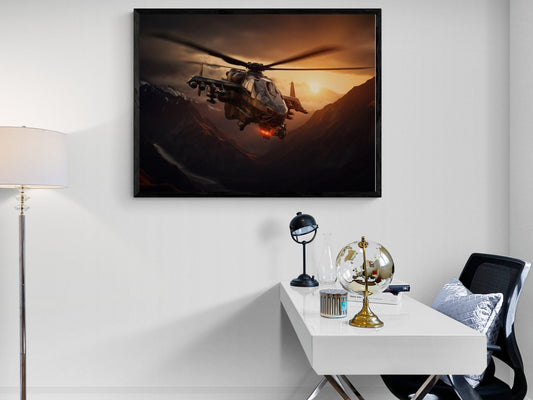 Apache Helicopter Canvas Print | Apache Dawn Patrol | Military Art | Cool Office Wall Decor - 04