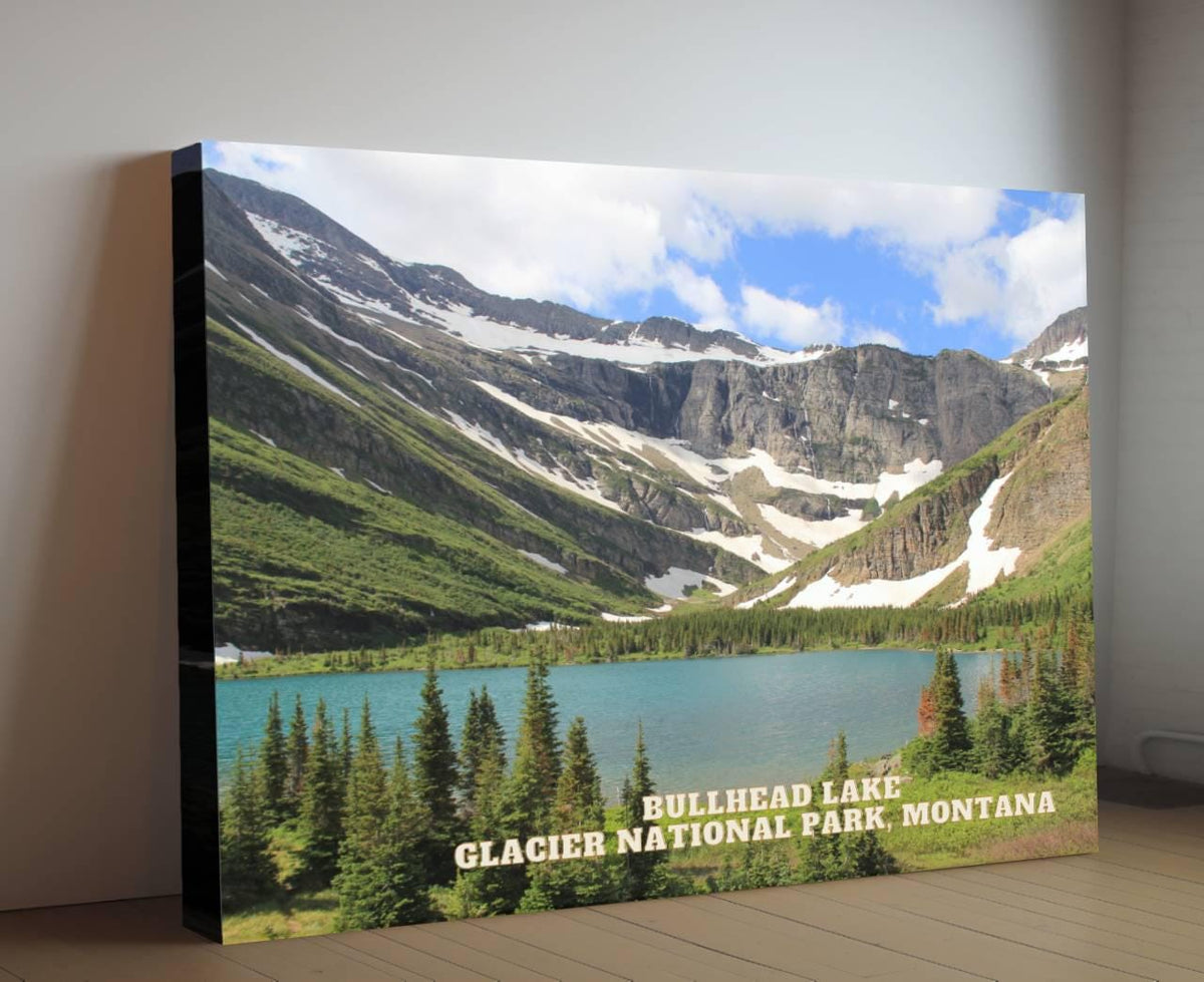 Bullhead Lake - Glacier National Park, Montana Canvas Print, Photography Travel Gift | Poster Gift, National Utah Print, Montana Wall Art