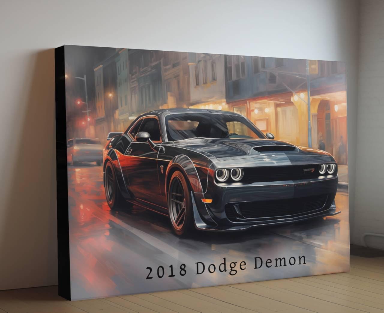 2018 Dodge Demon Canvas Print | Classic Car Print | Vintage Auto Wallart Decor | Race Car Lovers Poster Gift | Mopar Dodge Challenger