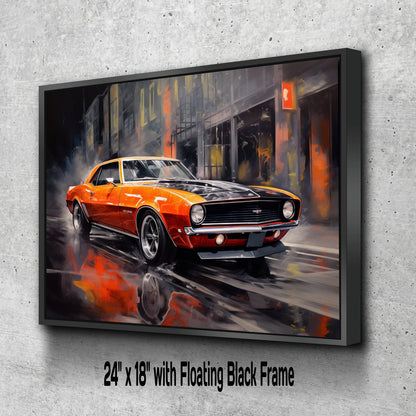 1968 Chevrolet Camaro SS Canvas Print | Vintage Auto Wall Art Decor | Retro Muscle Car | Car Lovers Poster Gift