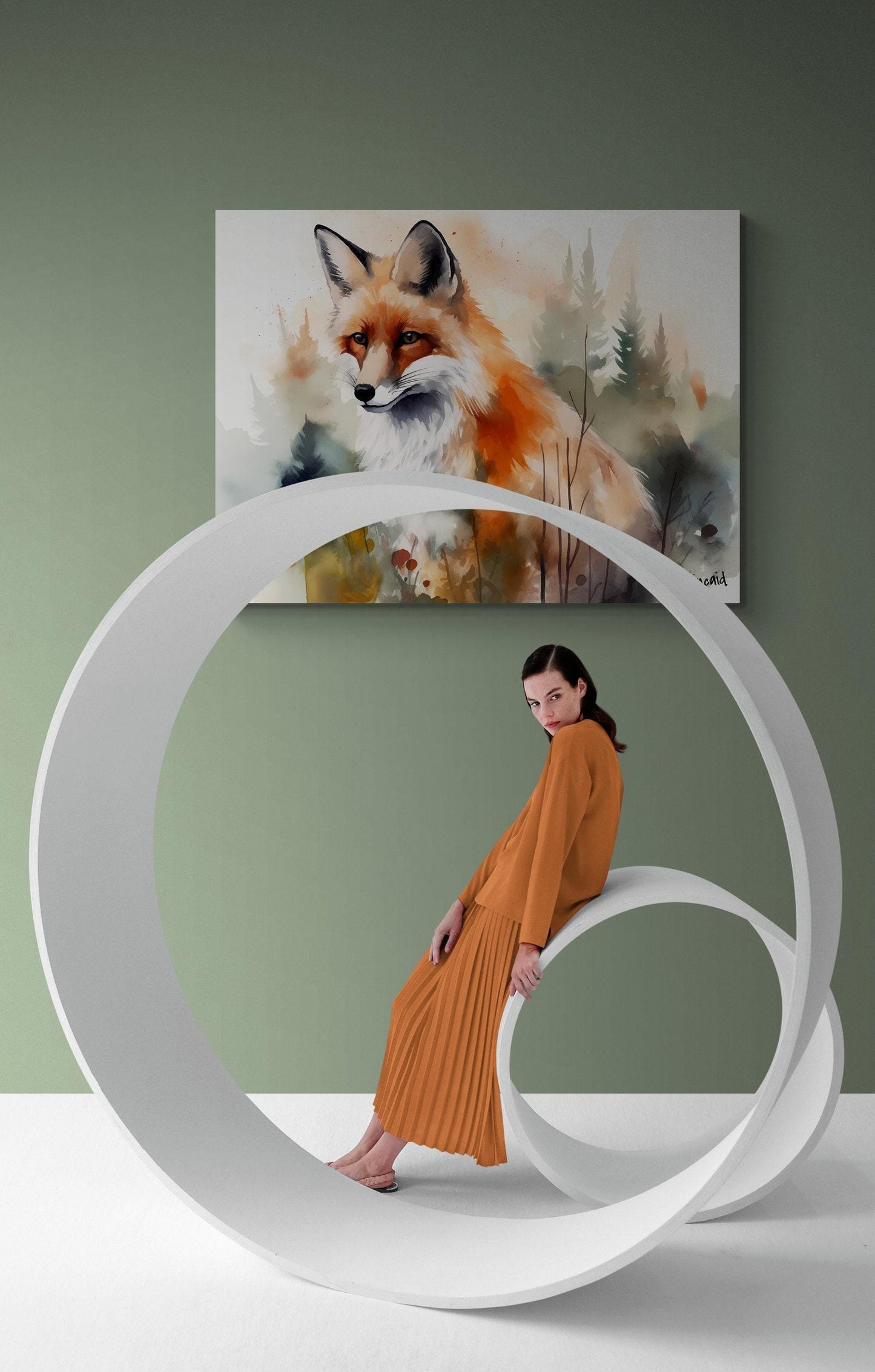 Majestic Fox | Canvas Print | Wildlife Art | Cabin Art | Forest Art | Archer Kincaid | watercolor fox