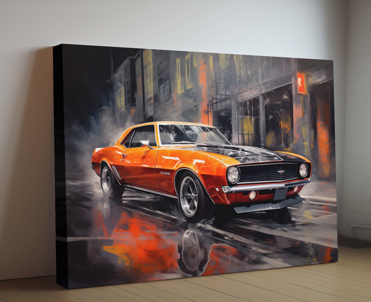 1968 Chevrolet Camaro SS Canvas Print | Vintage Auto Wall Art Decor | Retro Muscle Car | Car Lovers Poster Gift