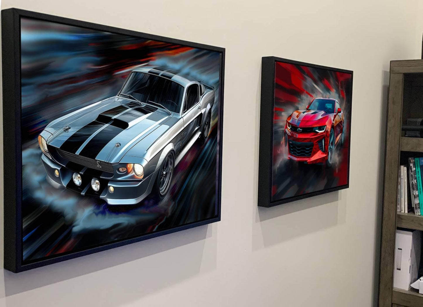 1967 Ford Mustang Shelby GT500 Silver | Classic Car Canvas Print | Vintage Auto Wall Art Decor | Retro Muscle Pony Car | Eleanor Mustang