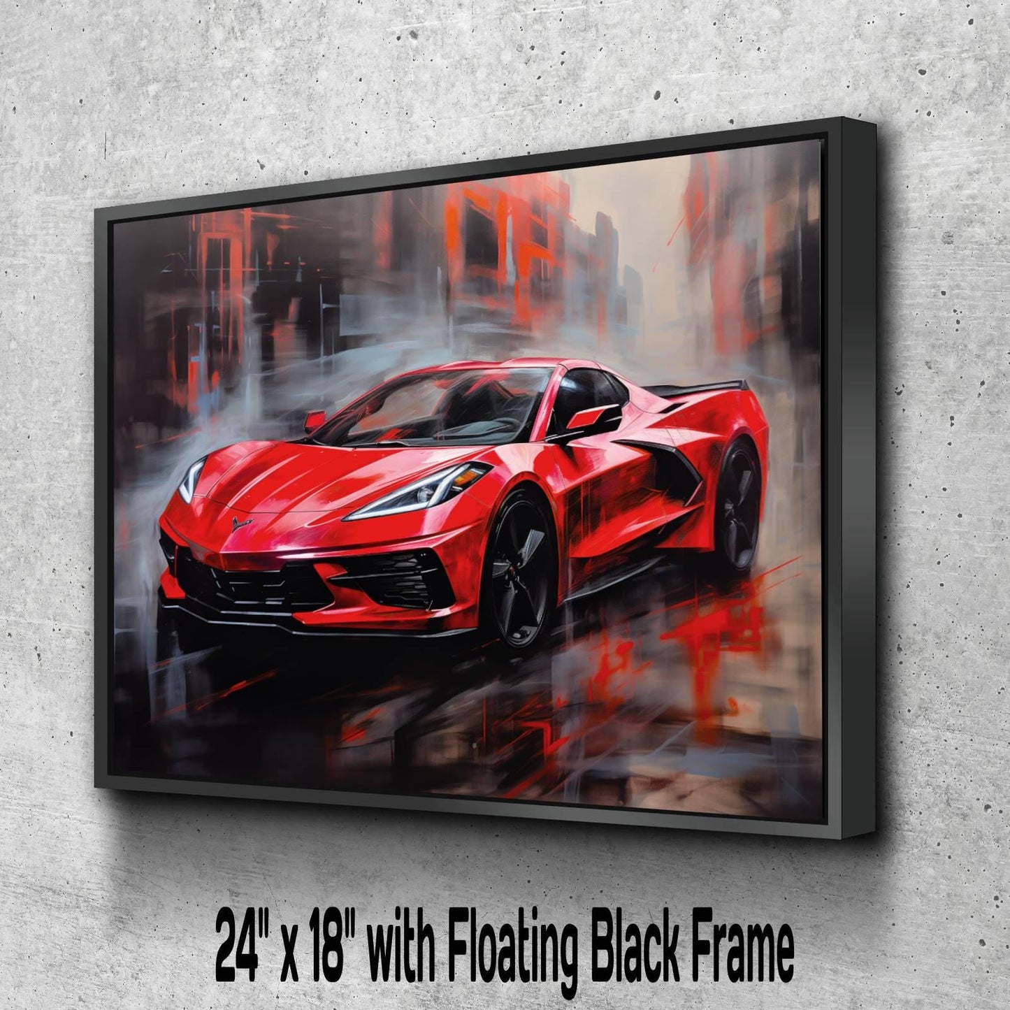 2025 C8 Chevrolet Corvette Canvas Print | Red Sports Car Auto Wall Art Decor | New Sports Car | Car Lovers Poster Gift | C8 Vette Chevy