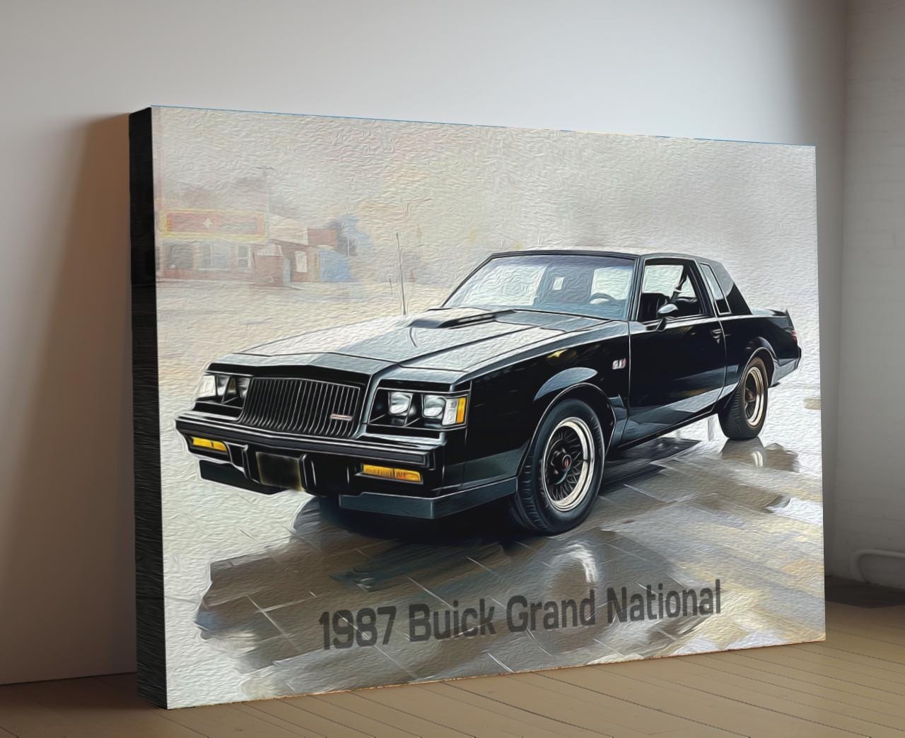 1987 Buick Grand National Canvas Print | Auto Wall Art Decor | Retro Sports Car | Car Lovers Poster Gift | Black Regal Mancave
