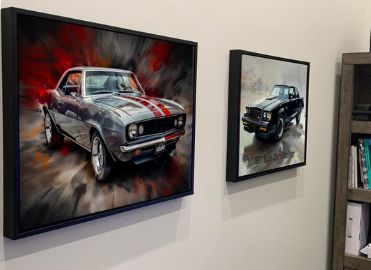 1987 Buick Grand National Canvas Print | Auto Wall Art Decor | Retro Sports Car | Car Lovers Poster Gift | Black Regal Mancave