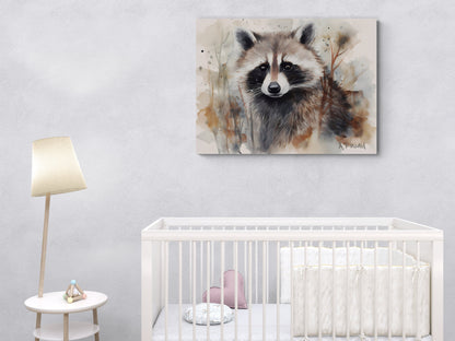 Racoon | Canvas Print | Wildlife Art | Cabin Art | Forest Art | Archer Kincaid | watercolor artful art