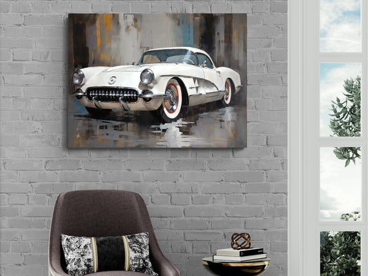 1953 Chevrolet Corvette Canvas Art Print - Vintage Classic Car Wall Decor - Automotive Collector's Item - First Corvette Year | Garage Art