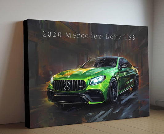 2020 Mercedes-Benz E63 Canvas Print | Green Sports Car Auto Wall Art Decor | New Sportscar | Car Lovers Poster Gift | AMG