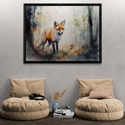 Fox in Forest | Canvas Print | Wildlife Art | Cabin Art | Forest Art | Archer Kincaid | foxes watercolor