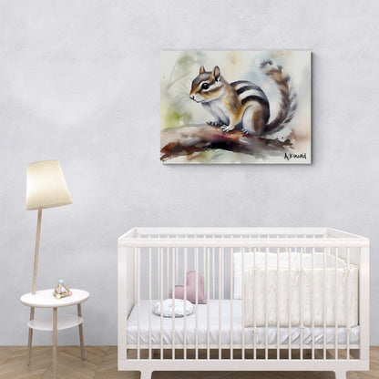 Chipmunk | Canvas Print | Wildlife Art | Cabin Art | Forest Art | Archer Kincaid