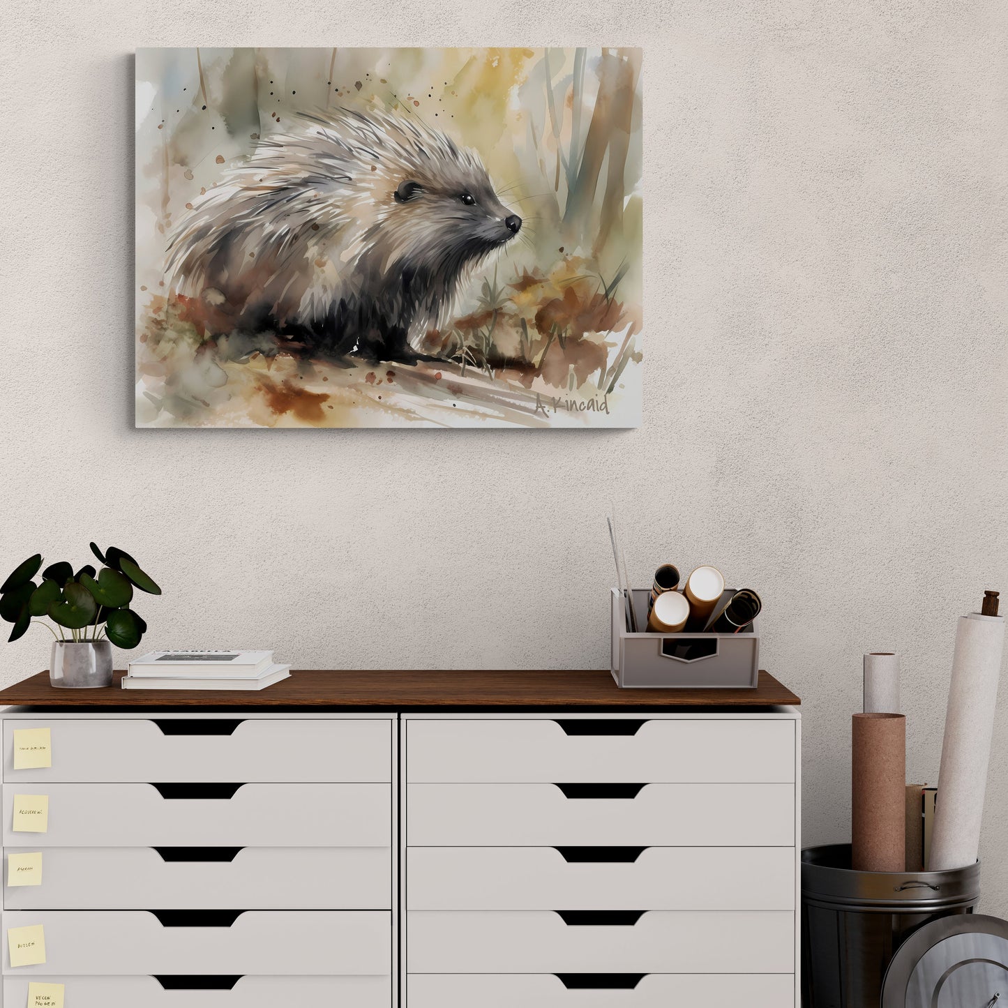 Porcupine | Canvas Print | Wildlife Art | Cabin Art | Forest Art | Archer Kincaid